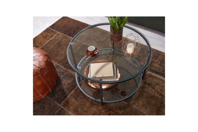 Soffbord Wohnling Runt säkerhetsglas med glasbricka modern - Möbler - Vardagsrum - Soffbord & vardagsrumsbord - Soffbord