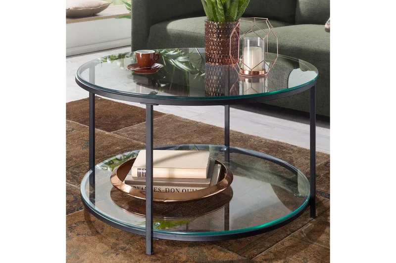 Soffbord Wohnling Runt säkerhetsglas med glasbricka modern - Möbler - Vardagsrum - Soffbord & vardagsrumsbord - Soffbord