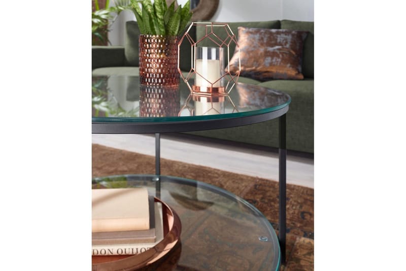 Soffbord Wohnling Runt säkerhetsglas med glasbricka modern - Möbler - Vardagsrum - Soffbord & vardagsrumsbord - Soffbord