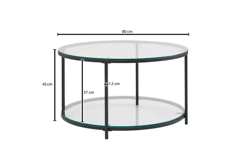 Soffbord Wohnling Runt säkerhetsglas med glasbricka modern - Möbler - Vardagsrum - Soffbord & vardagsrumsbord - Soffbord