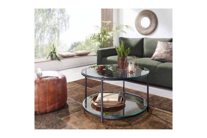 Soffbord Wohnling Runt säkerhetsglas med glasbricka modern - Möbler - Vardagsrum - Soffbord & vardagsrumsbord - Soffbord