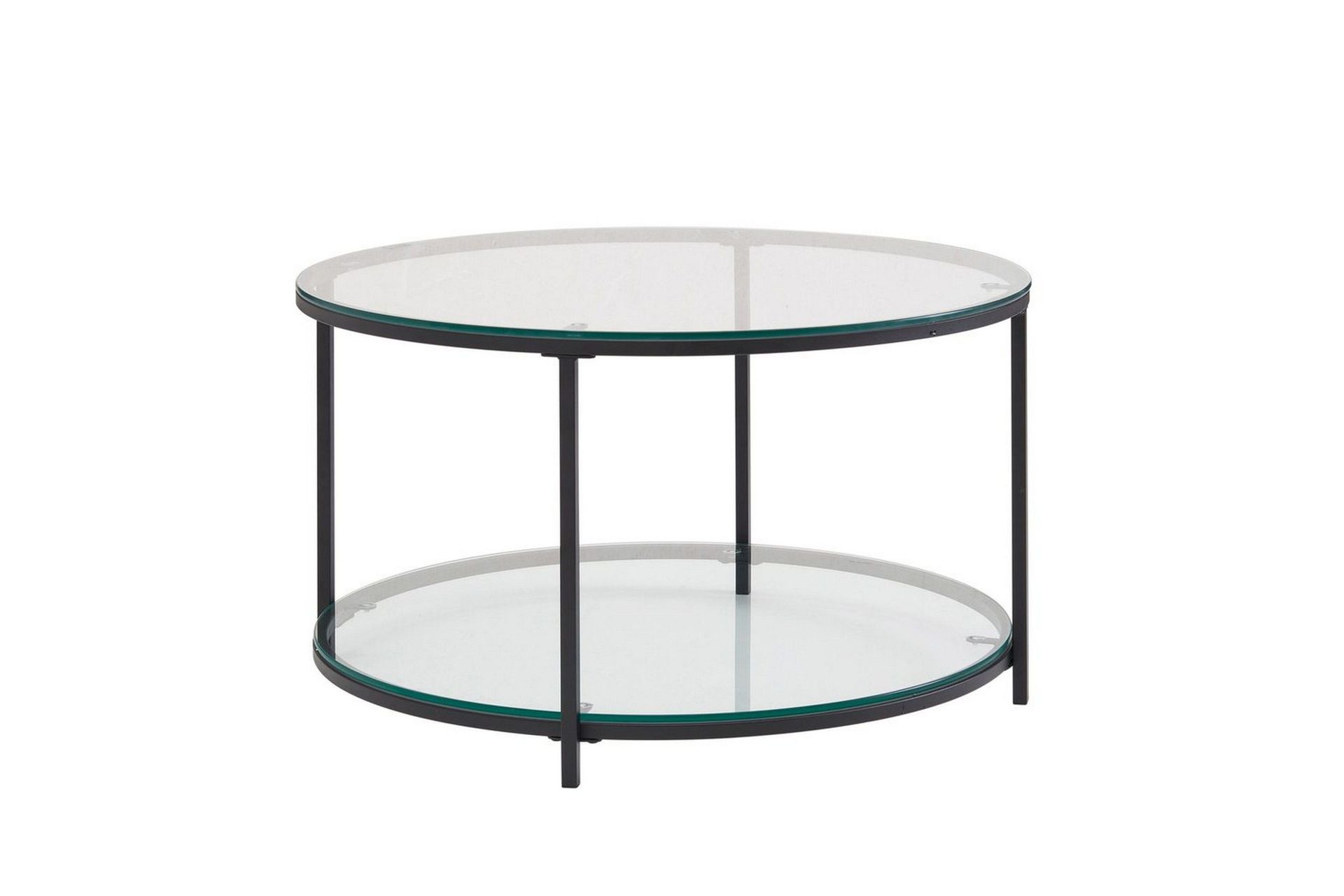 soffbord wohnling runt säkerhetsglas med glasbricka modern -