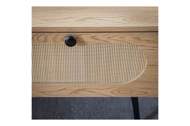 Soffbord Wohnling Trä ek-look rektangulär med låda rottingförvaring - Möbler - Vardagsrum - Soffbord & vardagsrumsbord - Soffbord