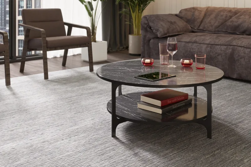 Yalbi Soffbord 90 cm med Förvaring Runt Hylla - Svart - Möbler - Vardagsrum - Soffbord & vardagsrumsbord - Soffbord