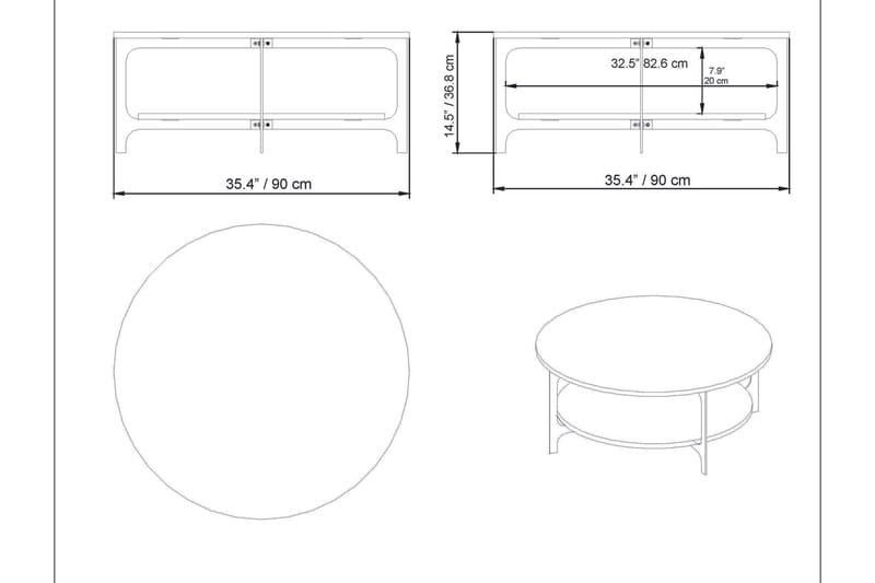 Yalbi Soffbord 90 cm med Förvaring Runt Hylla - Svart - Möbler - Vardagsrum - Soffbord & vardagsrumsbord - Soffbord
