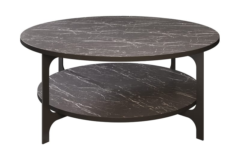 Yalbi Soffbord 90 cm med Förvaring Runt Hylla, Svart