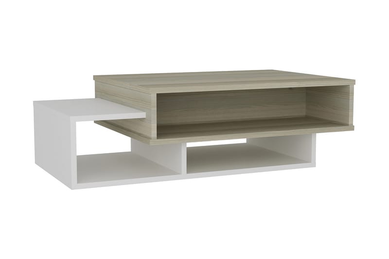 YANICE Soffbord 105 cm med Förvaring Hyllor Vit/Natur - Vit - Soffbord - Bord