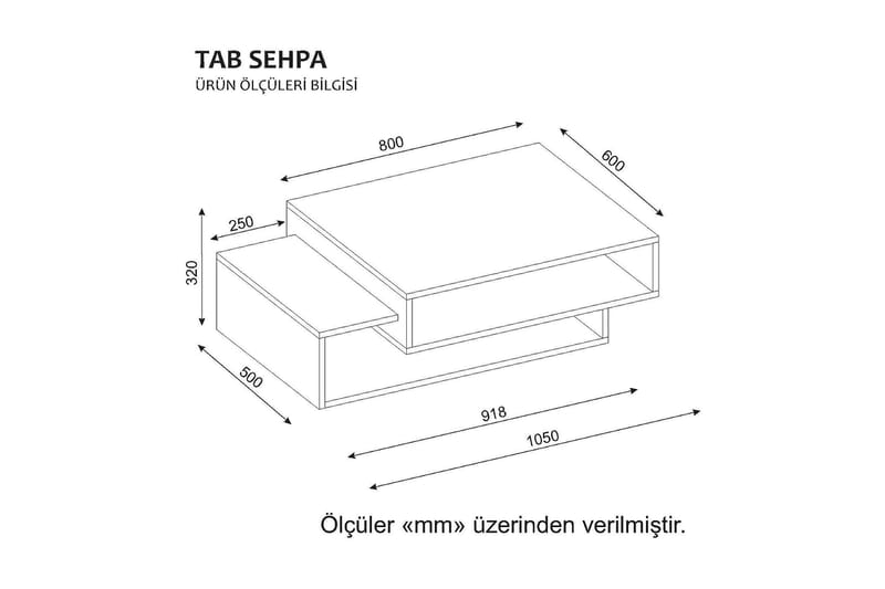 YANICE Soffbord 105 cm med Förvaring Hyllor Vit/Valnötsbrun - Vit/Valnöt - Soffbord - Bord