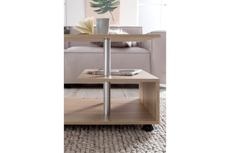 YIDDY Soffbord 105 cm med Förvaring Hylla på Hjul Trä/Natur - Möbler - Vardagsrum - Soffbord & vardagsrumsbord - Soffbord