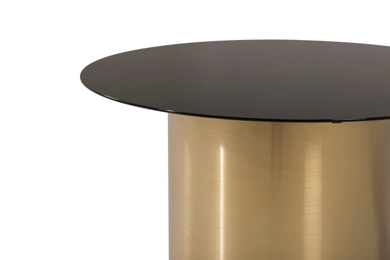 Ystad 75 cm Runt Soffbord med Cylinderfot i Glas - Brun|Svart - Möbler - Vardagsrum - Soffbord & vardagsrumsbord - Soffbord