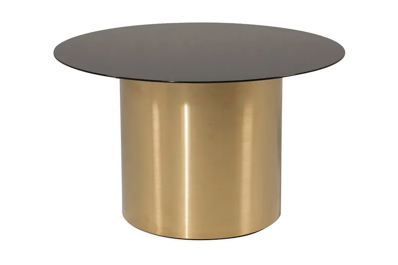 Ystad 75 cm Runt Soffbord med Cylinderfot i Glas, Brun|Svart