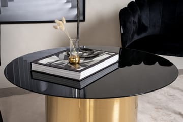 Ystad 75 cm Runt Soffbord med Cylinderfot i Glas - Brun|Svart - Möbler - Vardagsrum - Soffbord & vardagsrumsbord - Soffbord