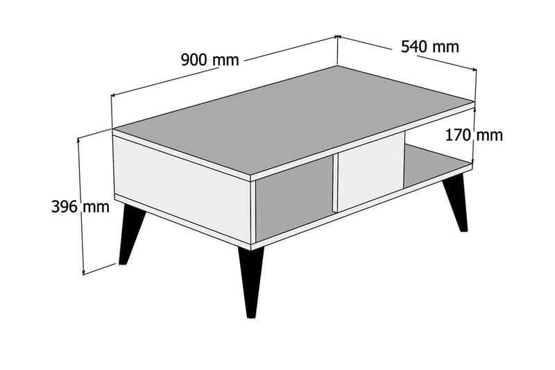ZITZELSBERGER Soffbord 90 cm Förvaring Marmormönster Valnöt/ - Möbler - Vardagsrum - Soffbord & vardagsrumsbord - Soffbord