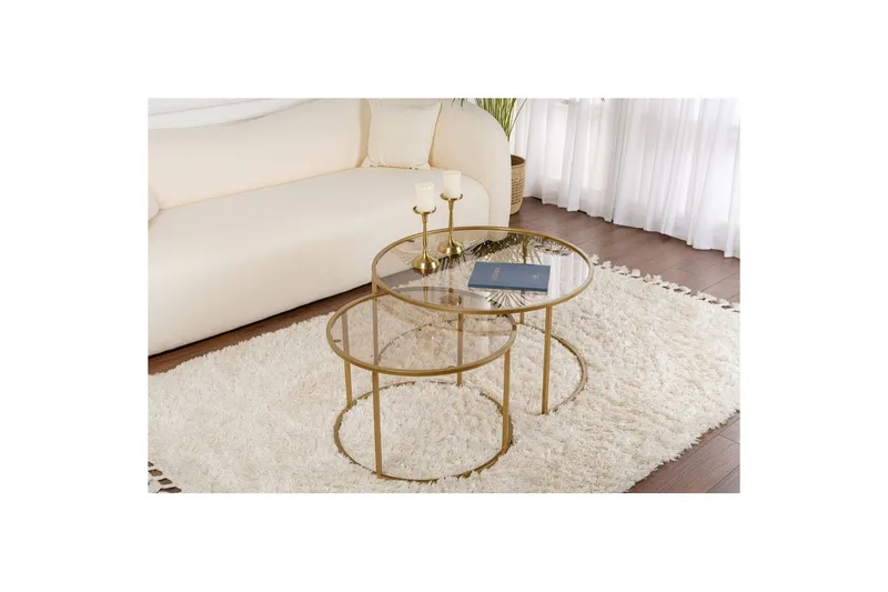 Soffbordset 2 delar Rikiya Guldbroze - Guldbroze - Möbler - Vardagsrum - Soffbord & vardagsrumsbord - Satsbord