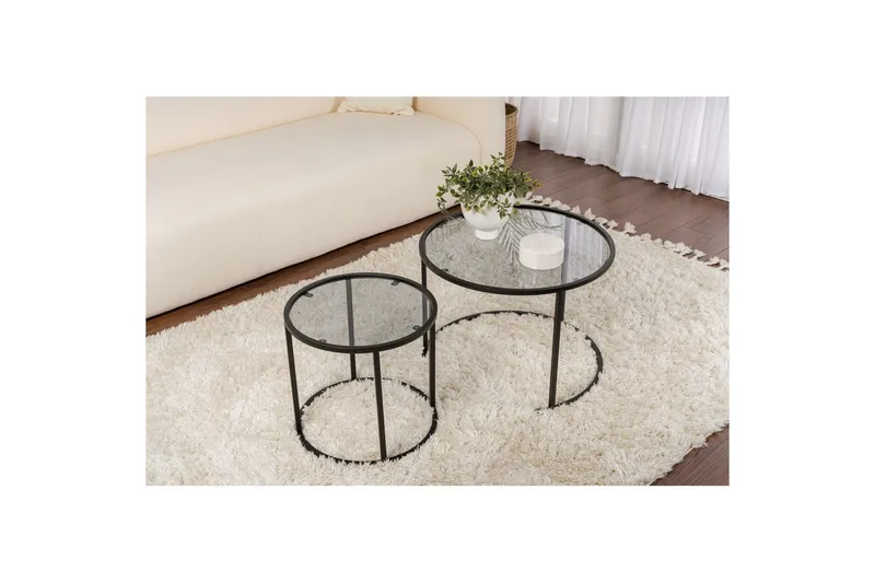 Soffbordset 2 delar Rikiya Små Svart Grå - Svart Grå - Möbler - Vardagsrum - Soffbord & vardagsrumsbord - Satsbord