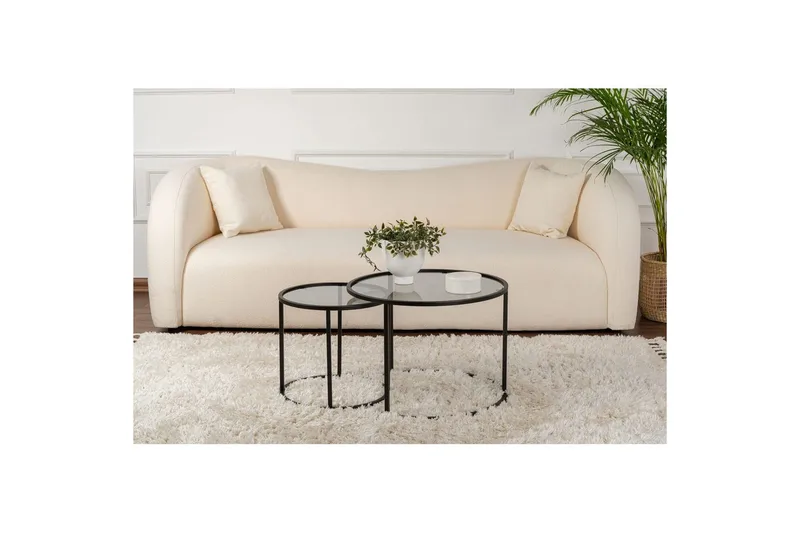 Soffbordset 2 delar Rikiya Små Svart Grå - Svart Grå - Möbler - Vardagsrum - Soffbord & vardagsrumsbord - Satsbord