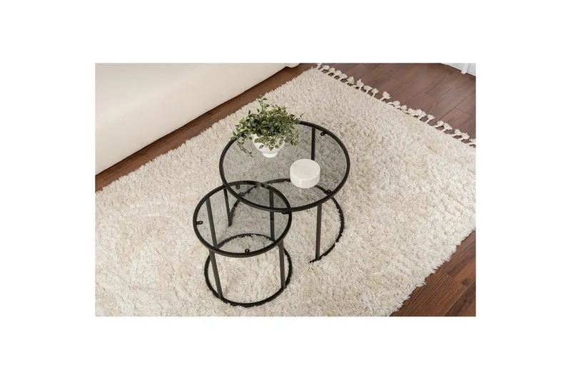 Soffbordset 2 delar Rikiya Små Svart Grå - Svart Grå - Möbler - Vardagsrum - Soffbord & vardagsrumsbord - Satsbord