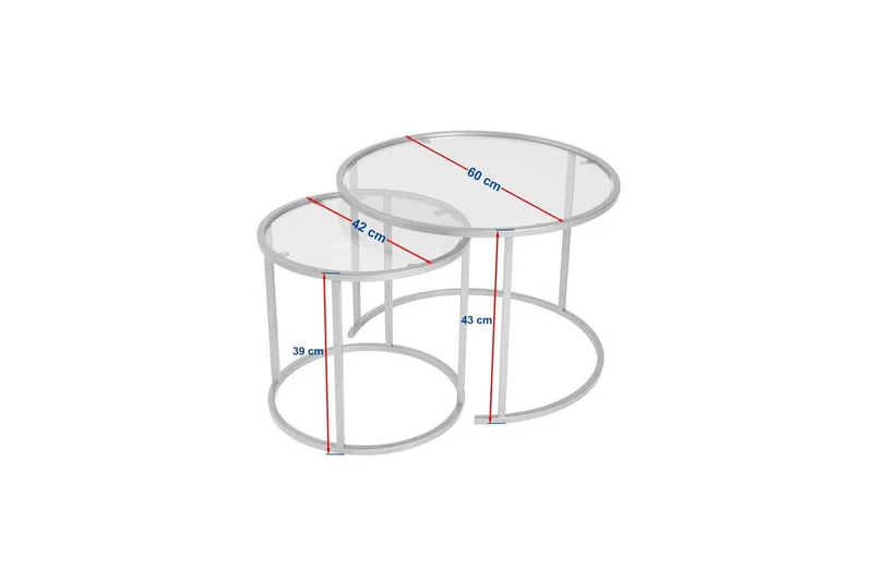 Soffbordset 2 delar Rikiya Små Svart Transparent - Svart Transparent - Möbler - Vardagsrum - Soffbord & vardagsrumsbord - Satsbord