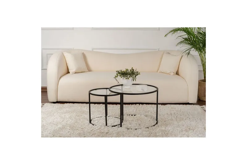 Soffbordset 2 delar Rikiya Små Svart Transparent - Svart Transparent - Möbler - Vardagsrum - Soffbord & vardagsrumsbord - Satsbord