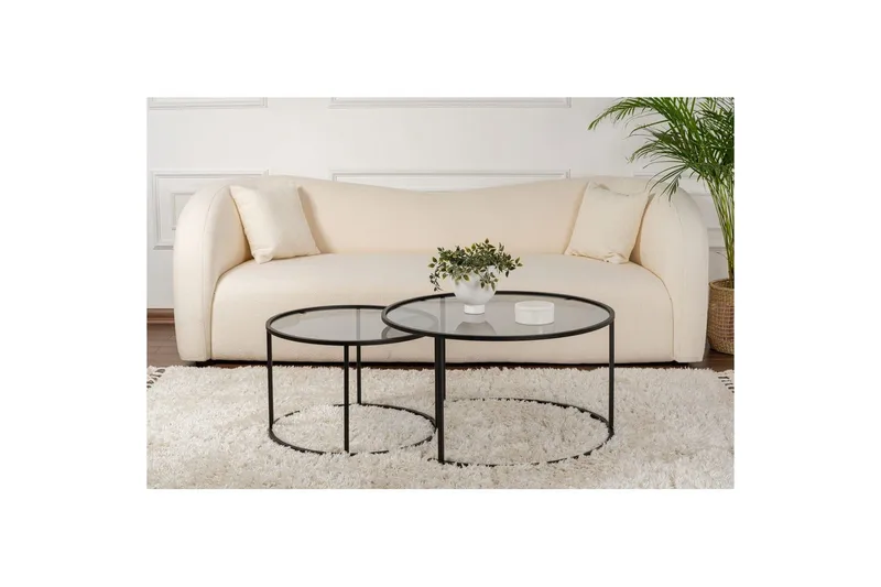 Soffbordset 2 delar Rikiya Svart Grå - Svart Grå - Möbler - Vardagsrum - Soffbord & vardagsrumsbord - Satsbord