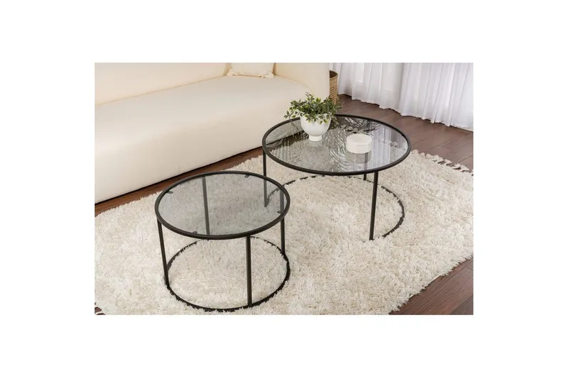 Soffbordset 2 delar Rikiya Svart Grå - Svart Grå - Möbler - Vardagsrum - Soffbord & vardagsrumsbord - Satsbord