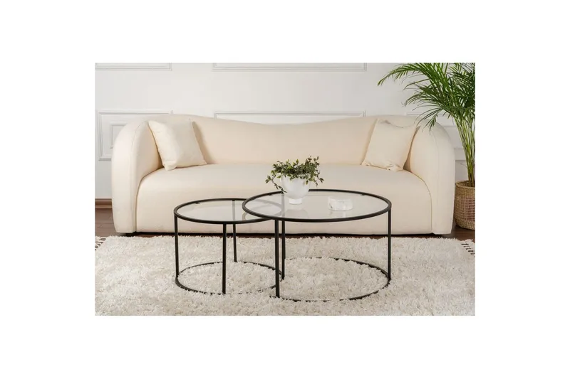 Soffbordset 2 delar Rikiya Svart Transparent - Svart Transparent - Möbler - Vardagsrum - Soffbord & vardagsrumsbord - Satsbord