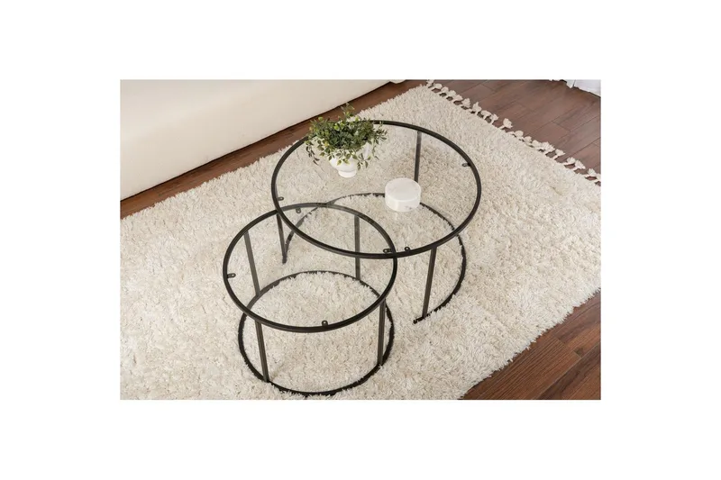 Soffbordset 2 delar Rikiya Svart Transparent - Svart Transparent - Möbler - Vardagsrum - Soffbord & vardagsrumsbord - Satsbord