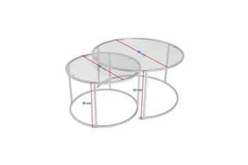 Soffbordset 2 delar Rikiya Svart Transparent - Svart Transparent - Möbler - Vardagsrum - Soffbord & vardagsrumsbord - Satsbord