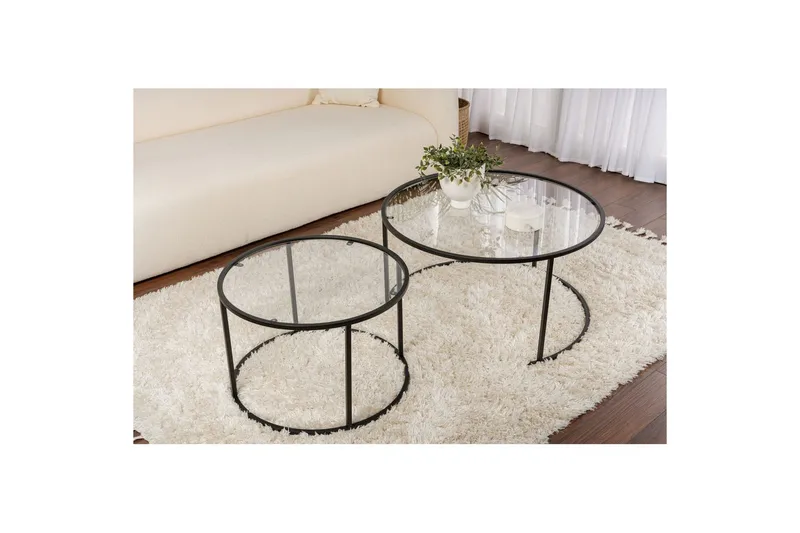 Soffbordset 2 delar Rikiya Svart Transparent - Svart Transparent - Möbler - Vardagsrum - Soffbord & vardagsrumsbord - Satsbord