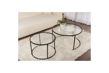 Soffbordset 2 delar Rikiya Svart Transparent - Svart Transparent - Möbler - Vardagsrum - Soffbord & vardagsrumsbord - Satsbord