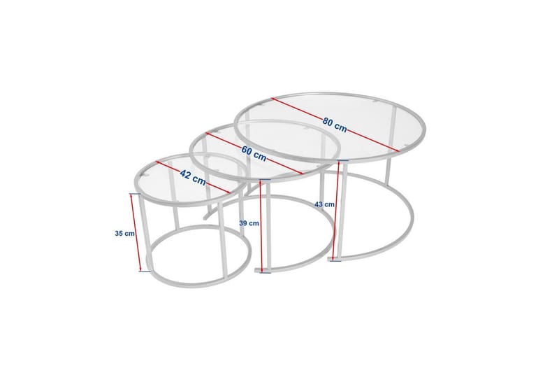 Soffbordset 3 delar Rikiya Guldtransparent - Guldtransparent - Möbler - Vardagsrum - Soffbord & vardagsrumsbord - Soffbord