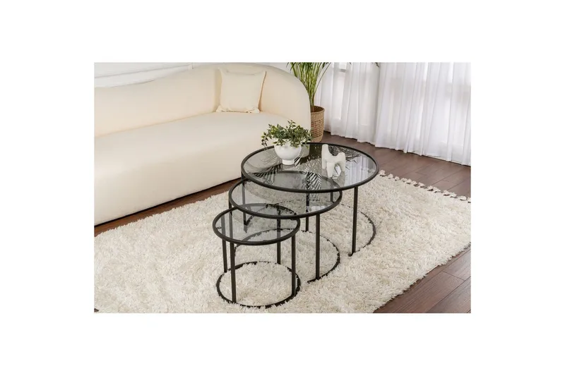 Soffbordset 3 delar Rikiya Svart Grå - Svart Grå - Möbler - Vardagsrum - Soffbord & vardagsrumsbord - Satsbord