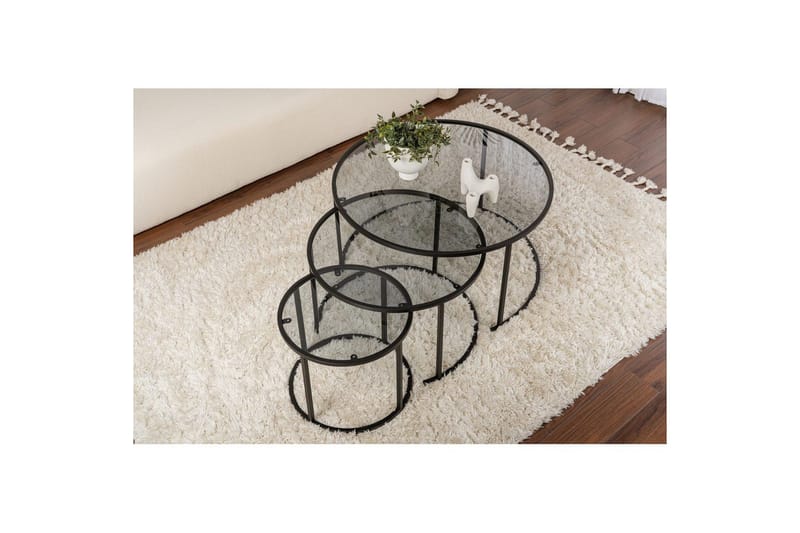 Soffbordset 3 delar Rikiya Svart Grå - Svart Grå - Möbler - Vardagsrum - Soffbord & vardagsrumsbord - Satsbord