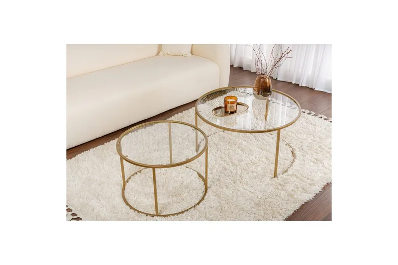 Soffbordset Rikiya Guld Transparent - Möbler - Vardagsrum - Soffbord & vardagsrumsbord - Satsbord