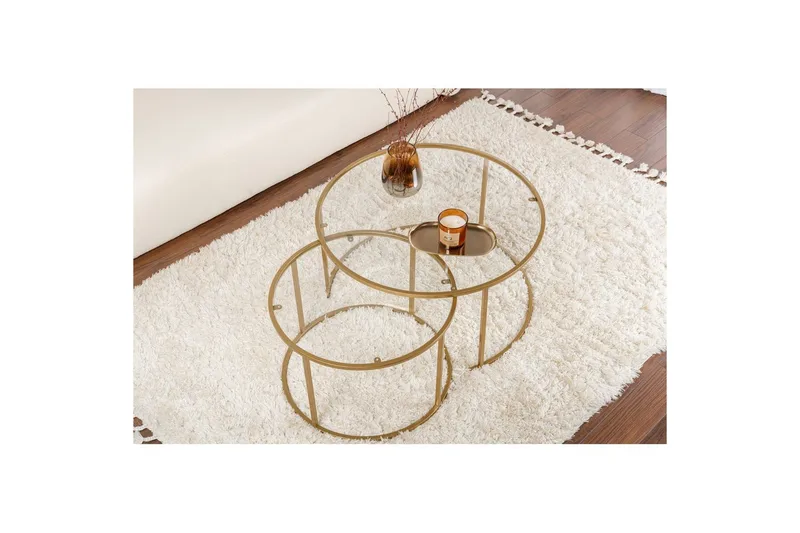 Soffbordset Rikiya Guld Transparent - Möbler - Vardagsrum - Soffbord & vardagsrumsbord - Satsbord