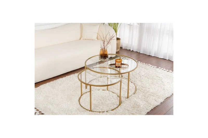 Soffbordset Rikiya Guld Transparent - Möbler - Vardagsrum - Soffbord & vardagsrumsbord - Satsbord