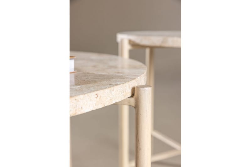 Soffbordset VIND Sandhamn 2st Runda 70 cm/40 cm - Beige - Möbler - Vardagsrum - Soffbord & vardagsrumsbord - Soffbord