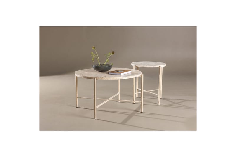 Soffbordset VIND Sandhamn 2st Runda 70 cm/40 cm - Beige - Möbler - Vardagsrum - Soffbord & vardagsrumsbord - Soffbord