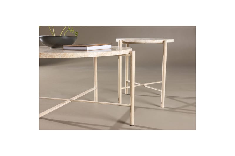 Soffbordset VIND Sandhamn 2st Runda 70 cm/40 cm - Beige - Möbler - Vardagsrum - Soffbord & vardagsrumsbord - Soffbord