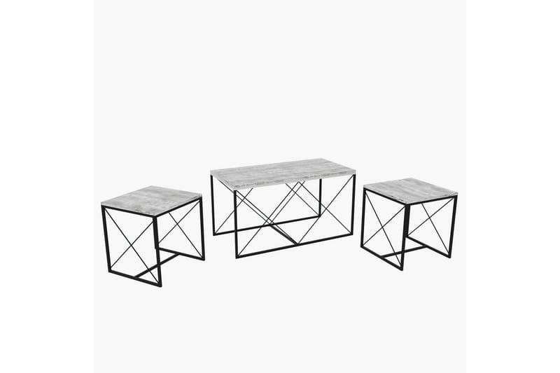 Soffbordssats Defneia Ljusgrå / Svart - Ljusgrå / Svart - Möbler - Vardagsrum - Soffbord & vardagsrumsbord - Satsbord