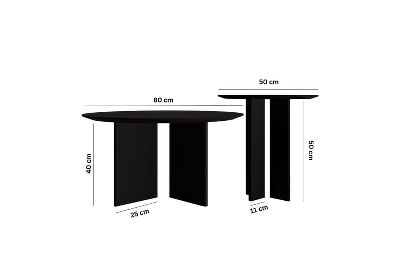 Soffbordssats Glenure Svart - Svart - Möbler - Vardagsrum - Soffbord & vardagsrumsbord - Satsbord