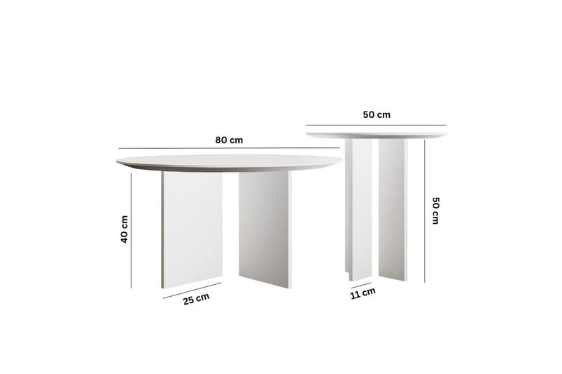 Soffbordssats Glenure Vit - Vit - Möbler - Vardagsrum - Soffbord & vardagsrumsbord - Satsbord