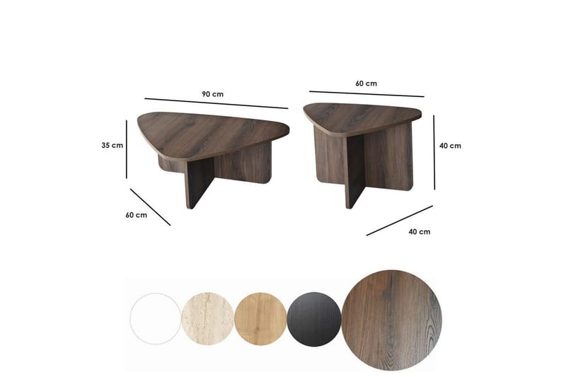 Soffbordssats Jewa Set Valnöt - Valnöt - Möbler - Vardagsrum - Soffbord & vardagsrumsbord - Satsbord