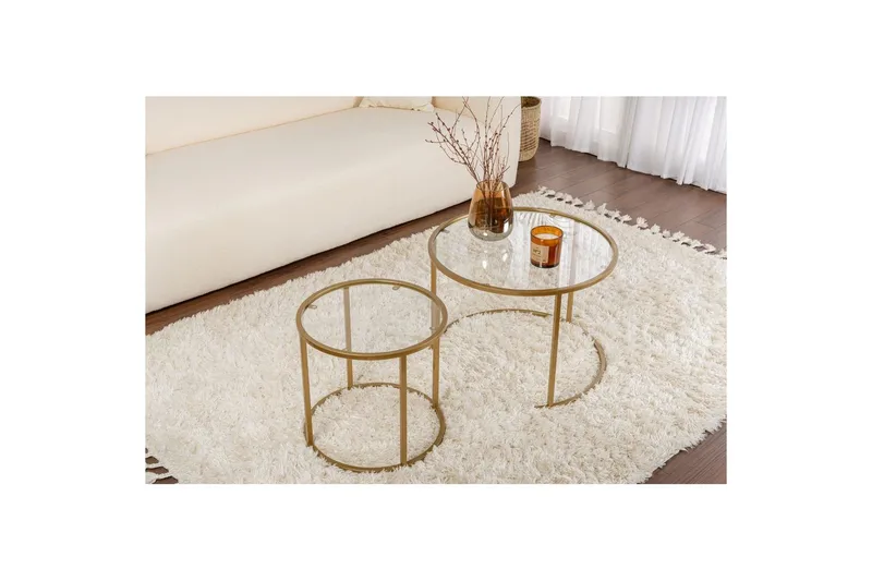 Soffbordssats Naruram Rany - Guld - Möbler - Vardagsrum - Soffbord & vardagsrumsbord - Satsbord