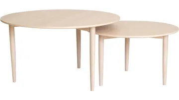 Soffbordsset Ravik Ø90/Ø70 cm - Vitpigmenterad - Möbler - Vardagsrum - Soffbord & vardagsrumsbord - Satsbord