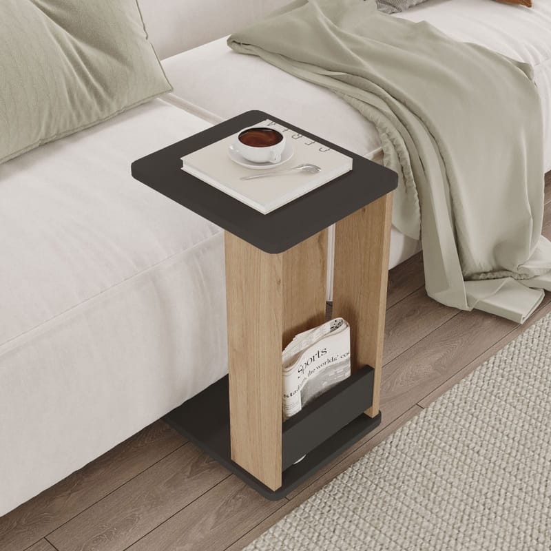 Solven Sidobord 32x42x55 cm - Ek och antracit - Möbler - Vardagsrum - Soffbord & vardagsrumsbord - Brickbord