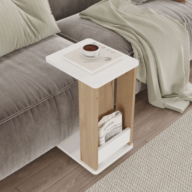 Solven Sidobord 32x42x55 cm - Ek och vitt - Möbler - Vardagsrum - Soffbord & vardagsrumsbord - Brickbord