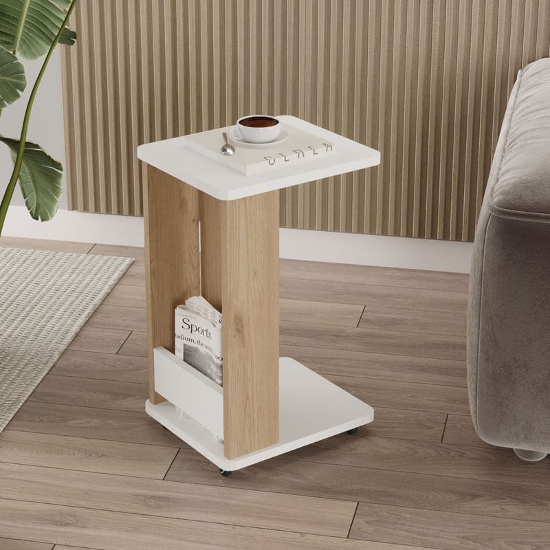 Solven Sidobord 32x42x55 cm - Ek och vitt - Möbler - Vardagsrum - Soffbord & vardagsrumsbord - Brickbord