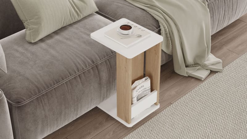 Solven Sidobord 32x42x55 cm - Ek och vitt - Möbler - Vardagsrum - Soffbord & vardagsrumsbord - Brickbord