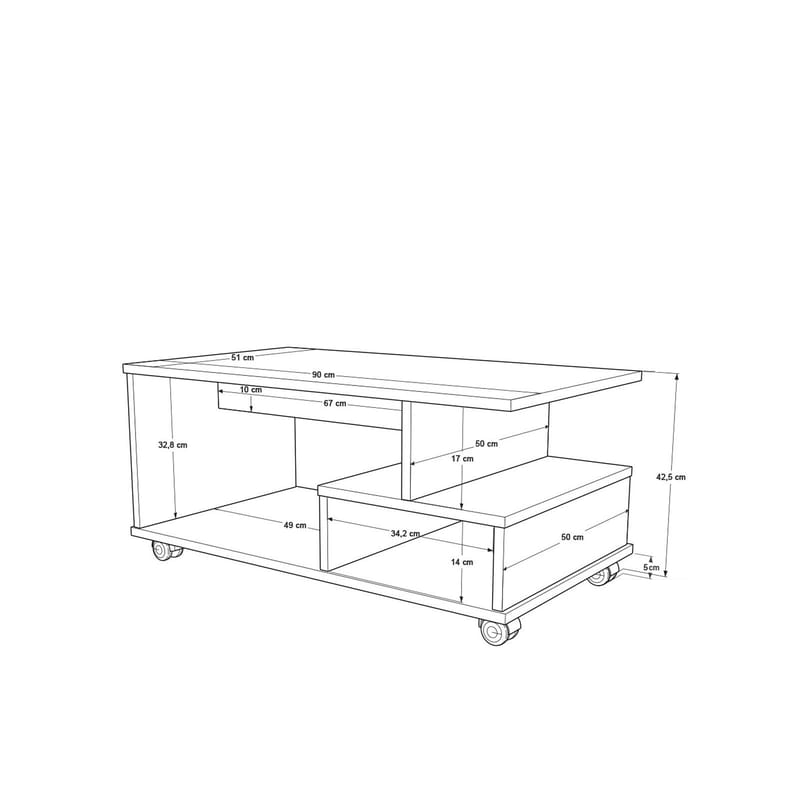 Solven Soffbord 90x42,5x51 cm - Ek och vitt - Möbler - Vardagsrum - Soffbord & vardagsrumsbord - Soffbord